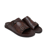 Dual-Buckle Brown Formal Slipper SA62