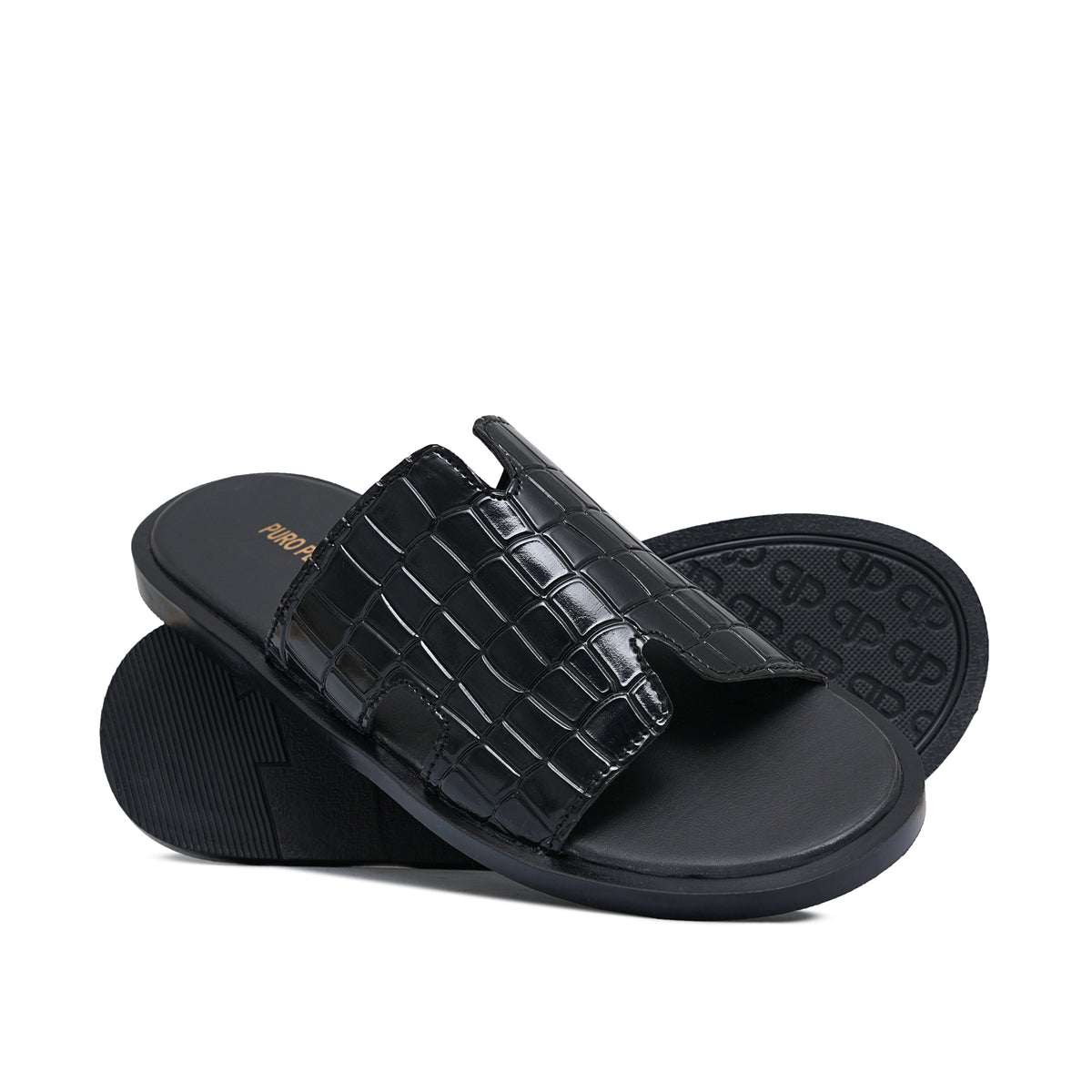 Black Patten Croc Slipper SZ03