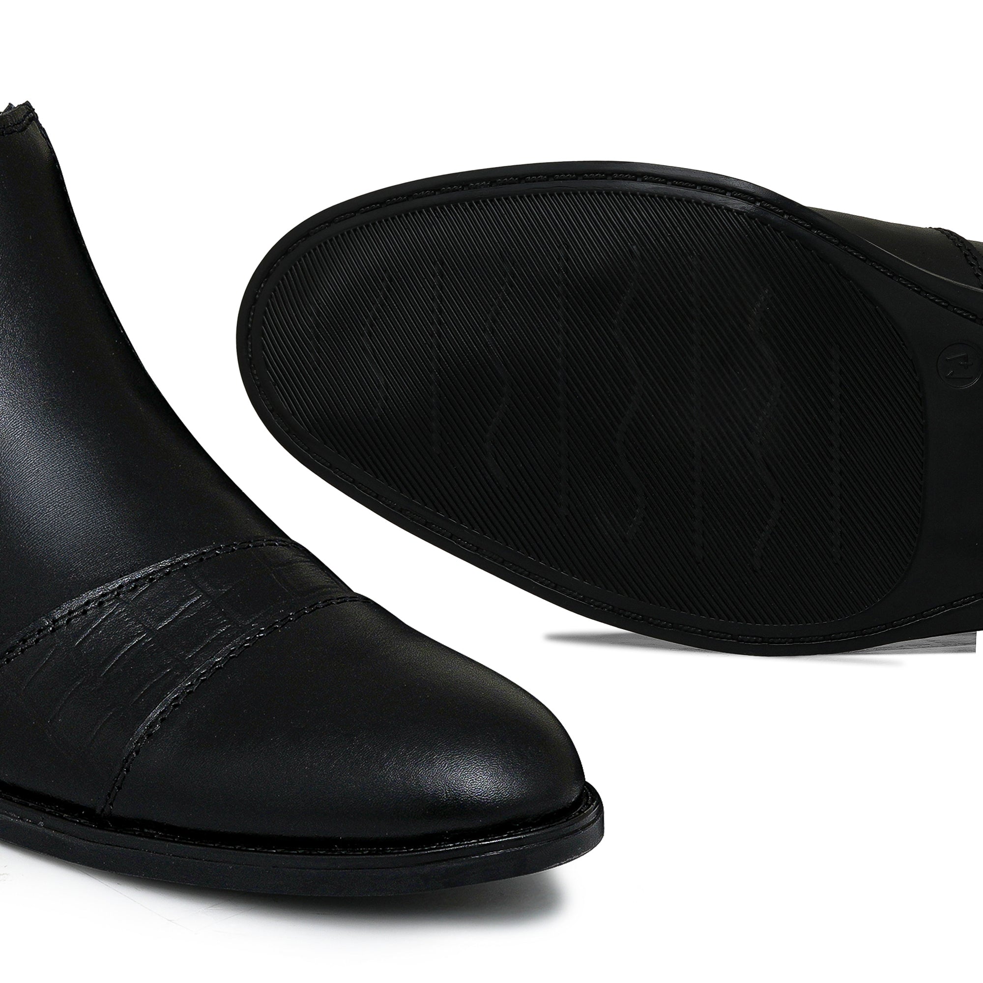 Black Elegant Leather Chelsea Boots PD02