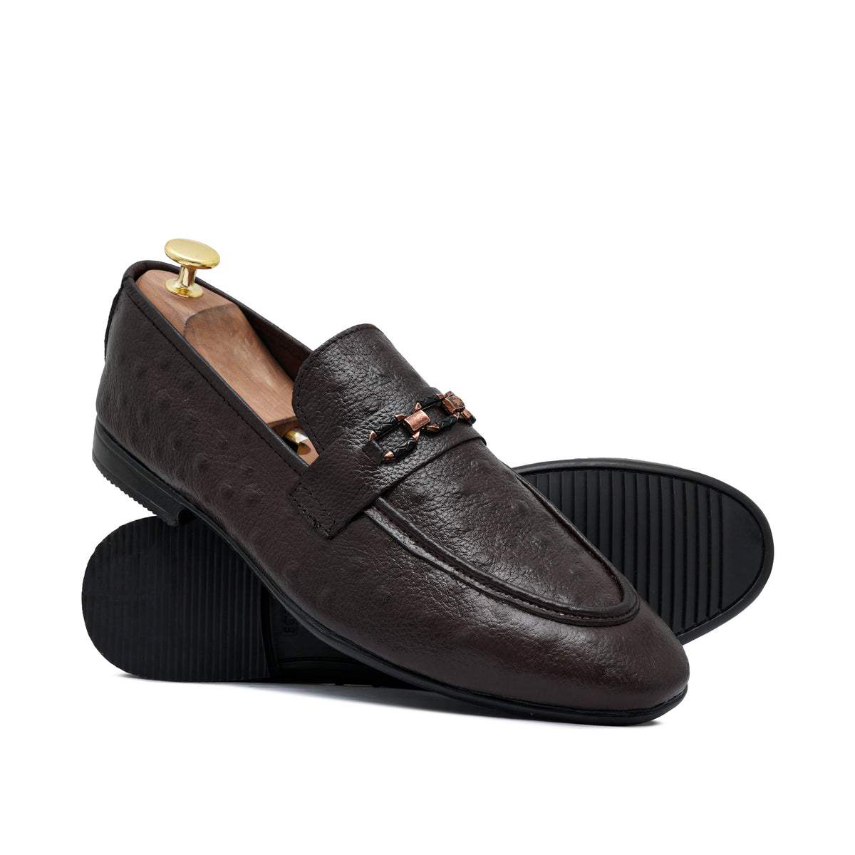 Brown Folding Ostrich Shoe PA13
