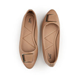 Beige Textured Buckle Pumps WP18