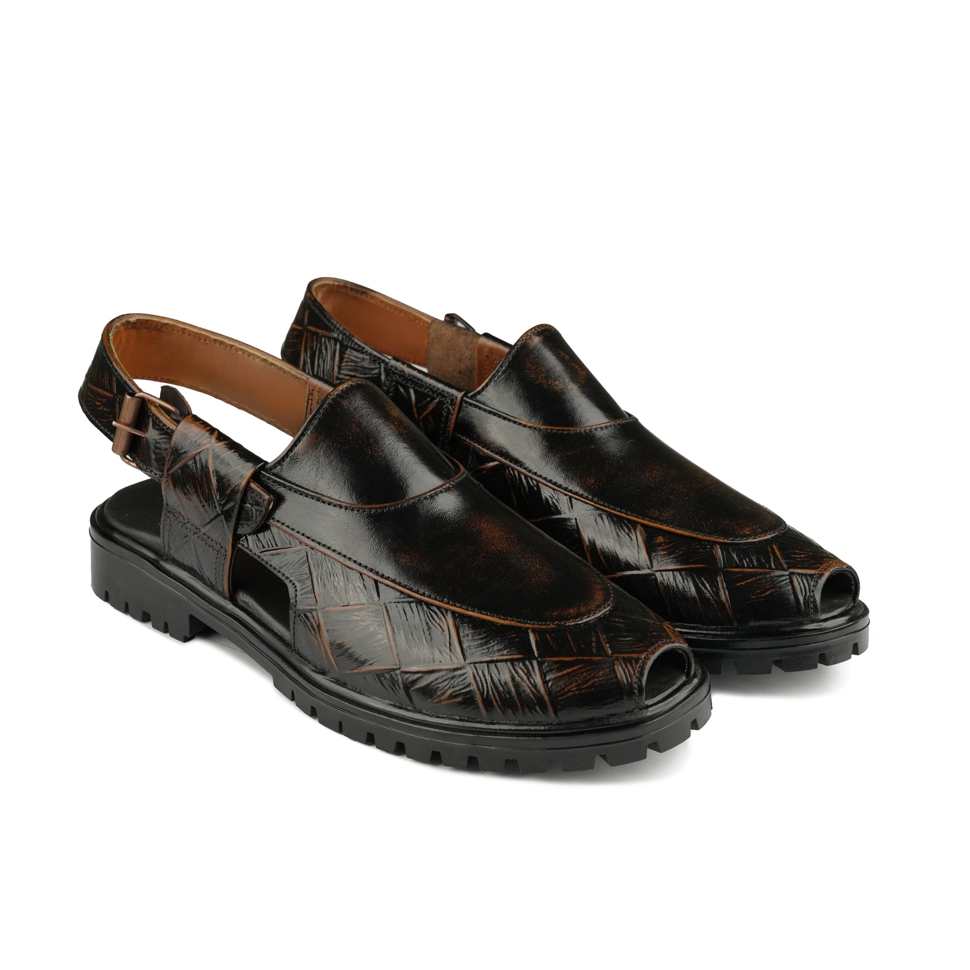 Textured Green Peshawari Chappal DAZ3