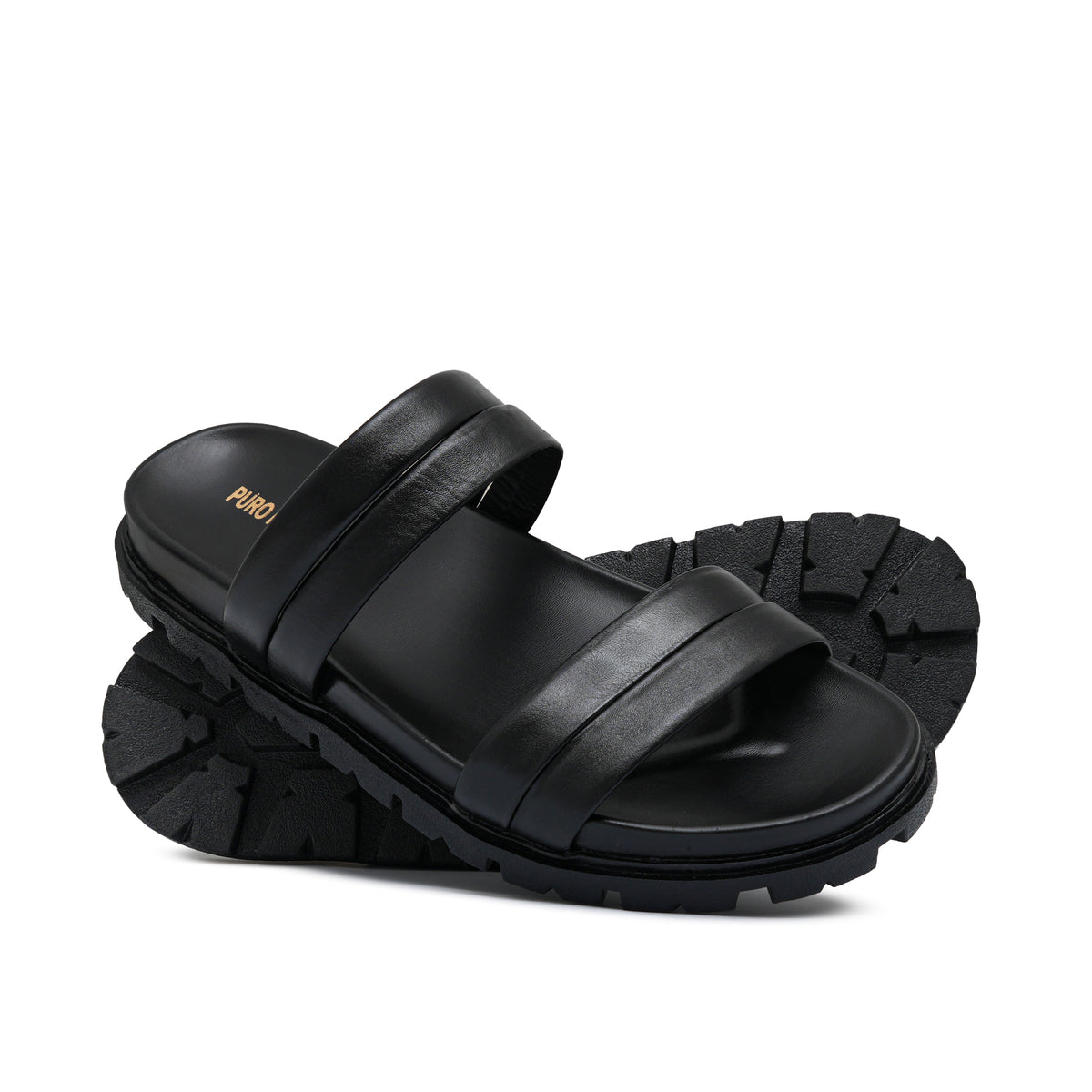 Black double belt Slipper SA125