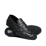 Black Leather Woven Shoe PA03