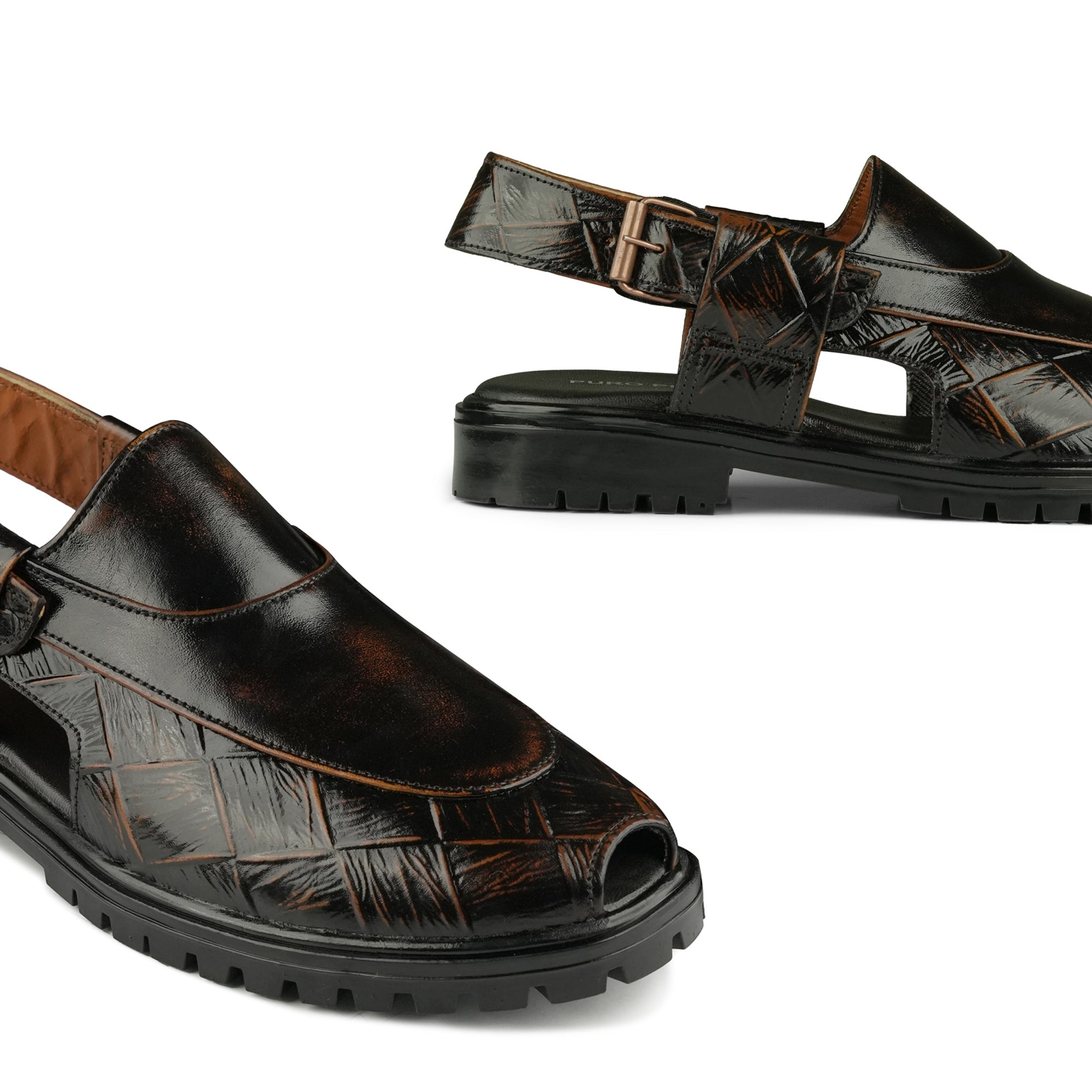 Textured Green Peshawari Chappal DAZ3