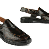 Textured Green Peshawari Chappal DAZ3