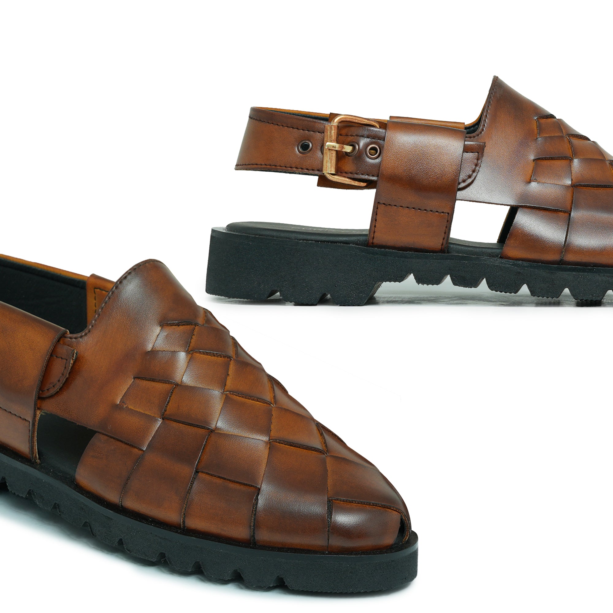 Tan Croc Leather Peshawari Chappal DZ48