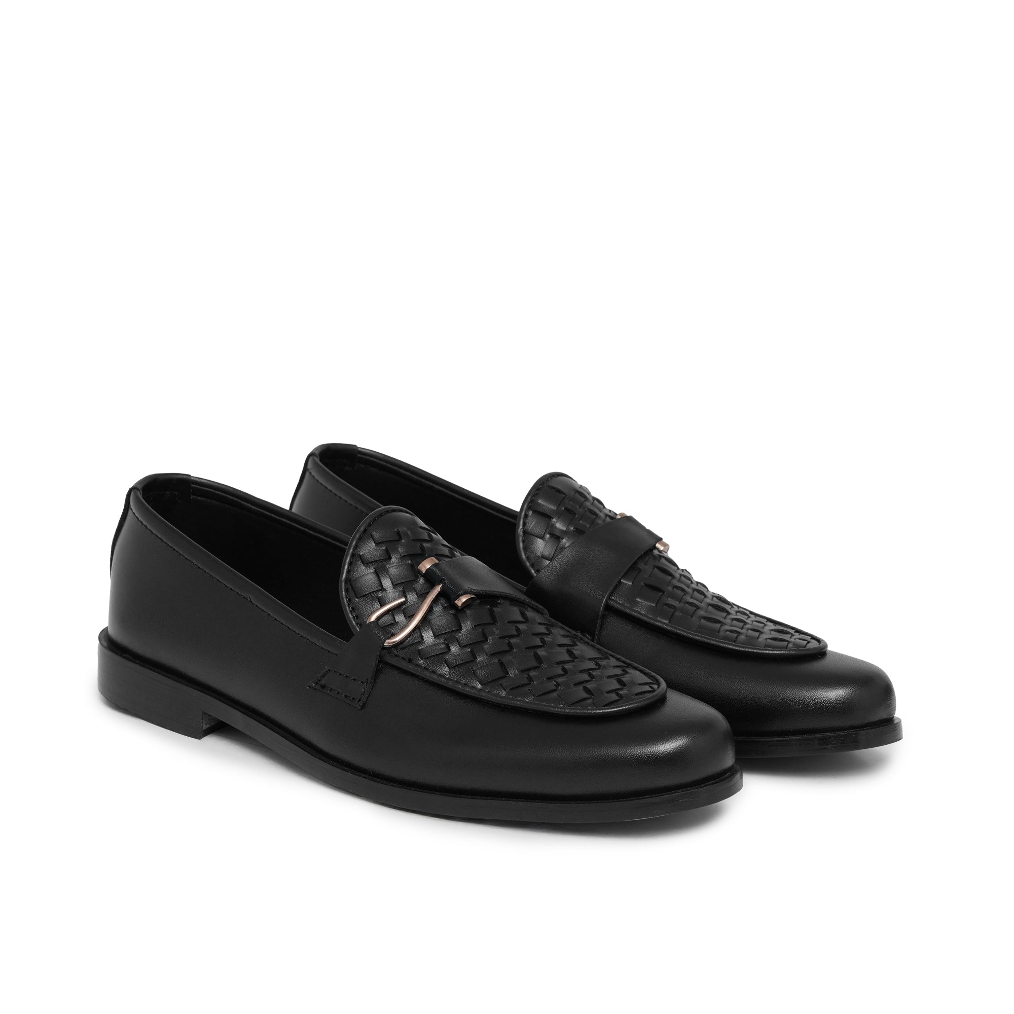 Black Woven Hook Buckle Shoes FZ41
