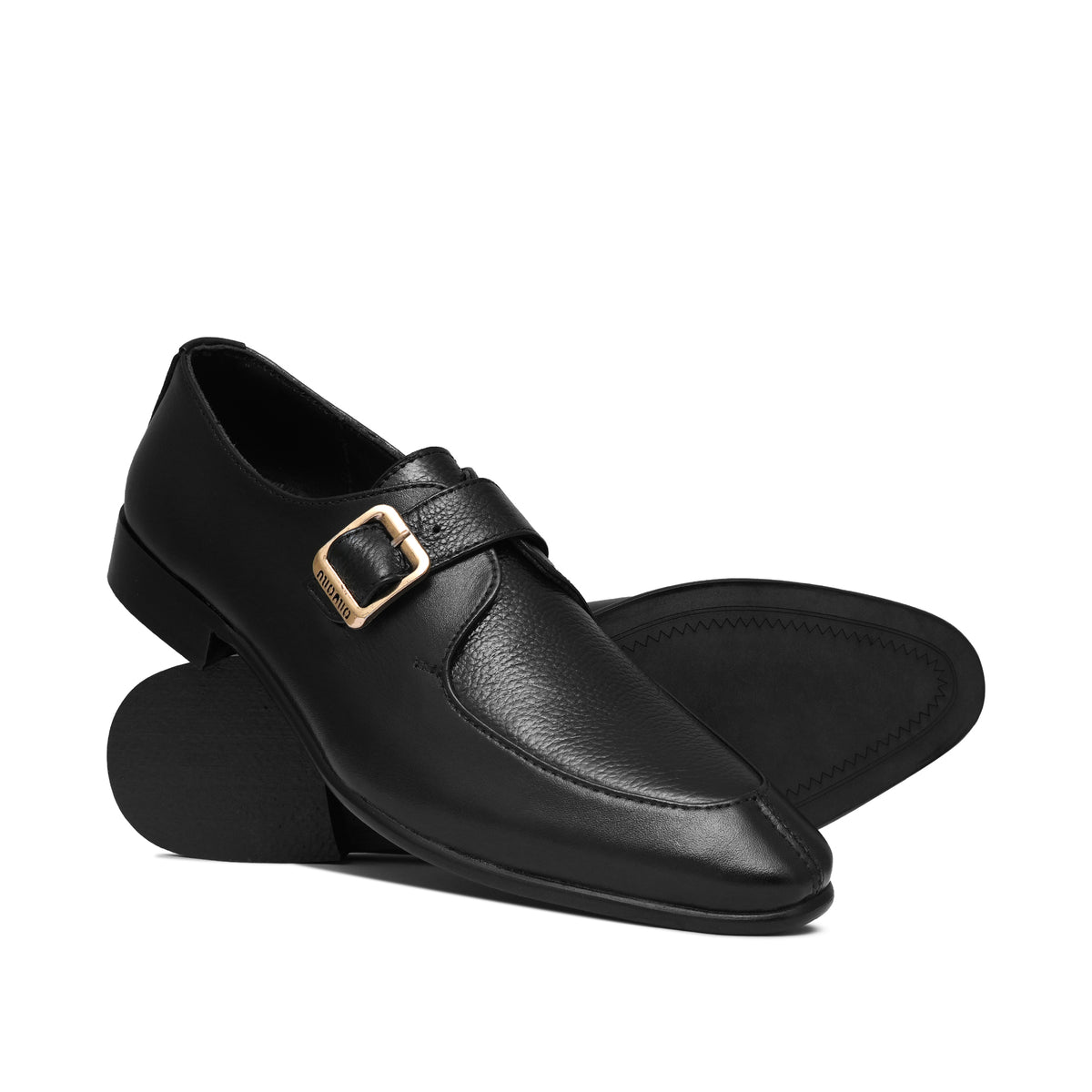 Black Singal Monk Leather Shoe PJ18