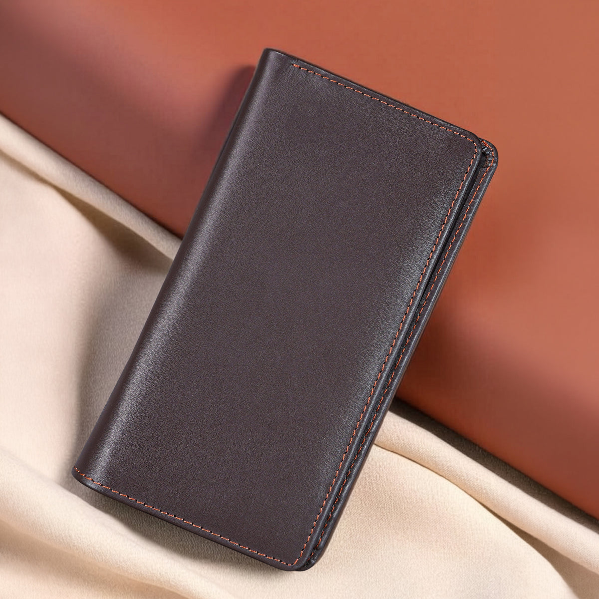 Men Leather Brown Long Wallet MA