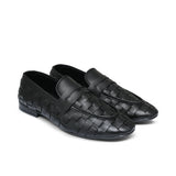 Black Leather Woven Shoe PA03