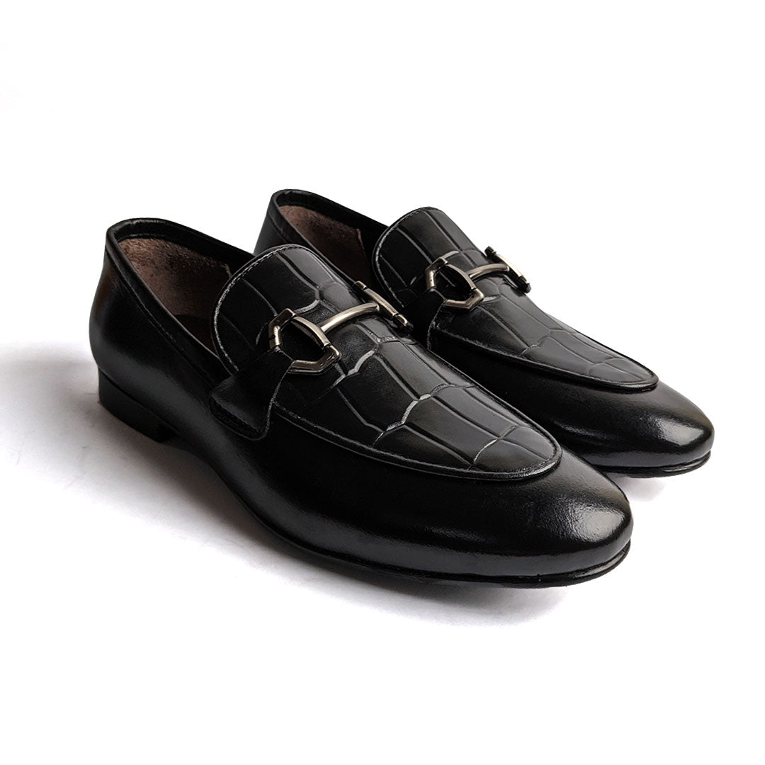 Men Formal Handmade Premium Black Croc  Shoe