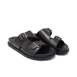 Brown Double Buckle Slipper SA104