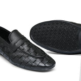 Black Leather Woven Shoe PA03