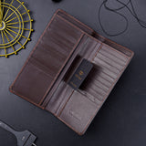 Men Leather Brown Long Wallet MA