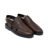 Brown Textured Leather Sandal Da03