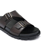 Brown Double Buckle Slipper SA104