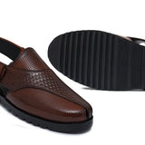Brown 2-Tone Textured Sandal DZ65
