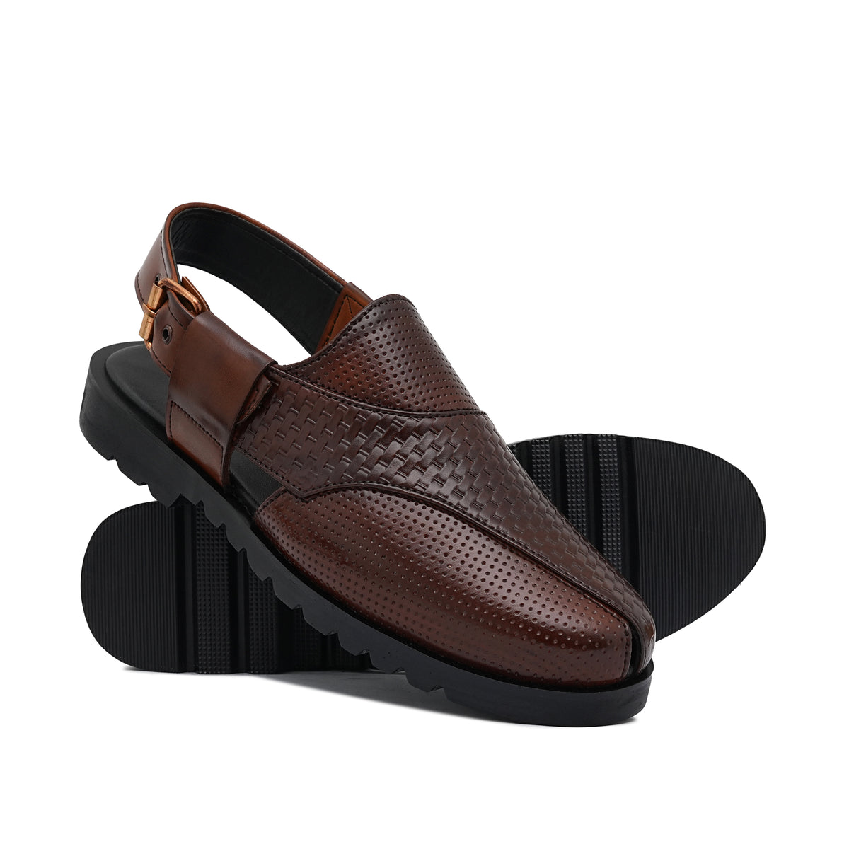 Brown 2-Tone Textured Sandal DZ65