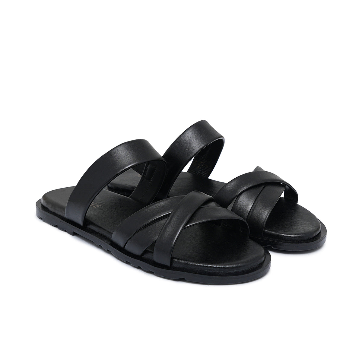Black Leather Slipper SA147