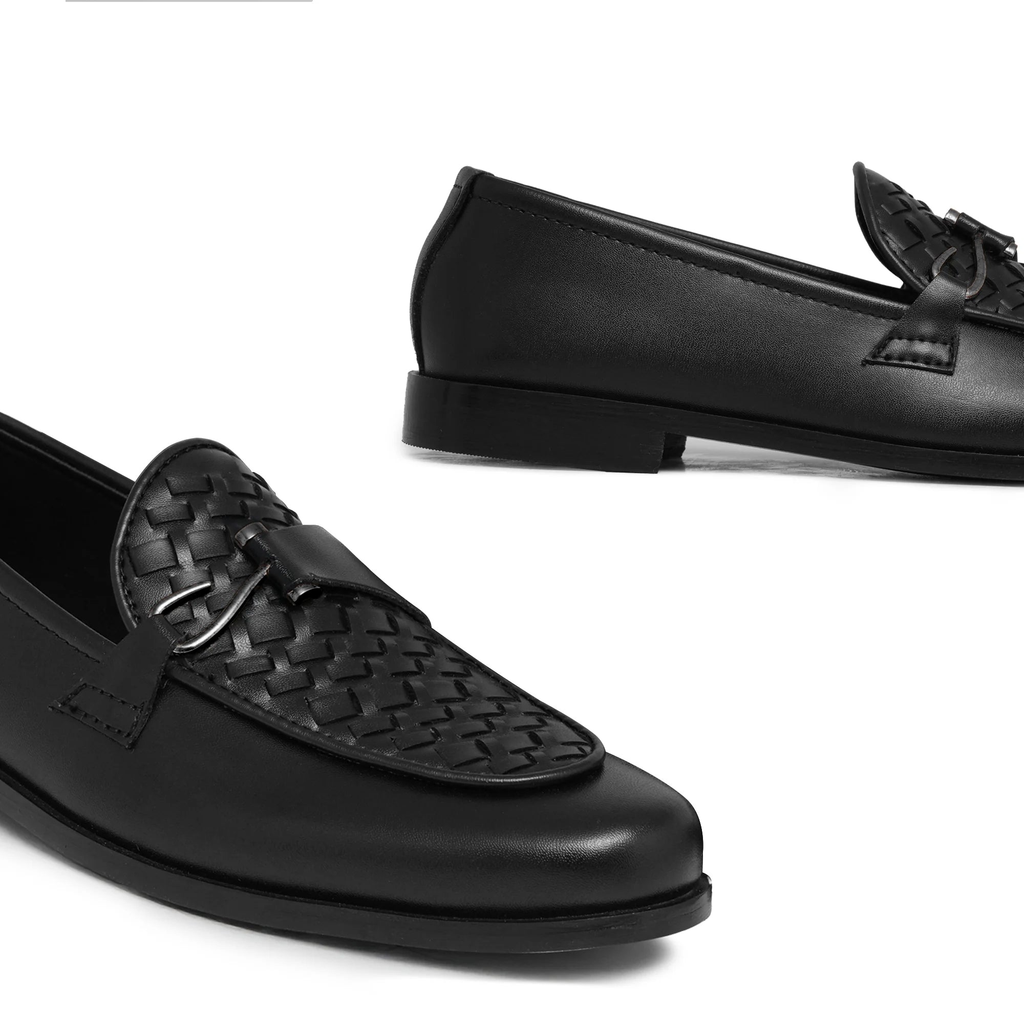 Black Woven Hook Buckle Shoe FZ41