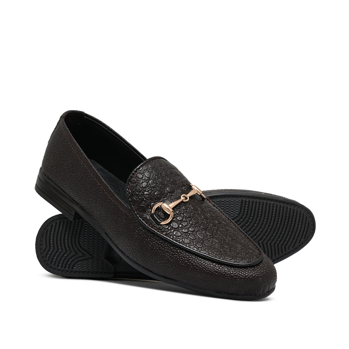 Brown Textured Embossed Shoe FZ33