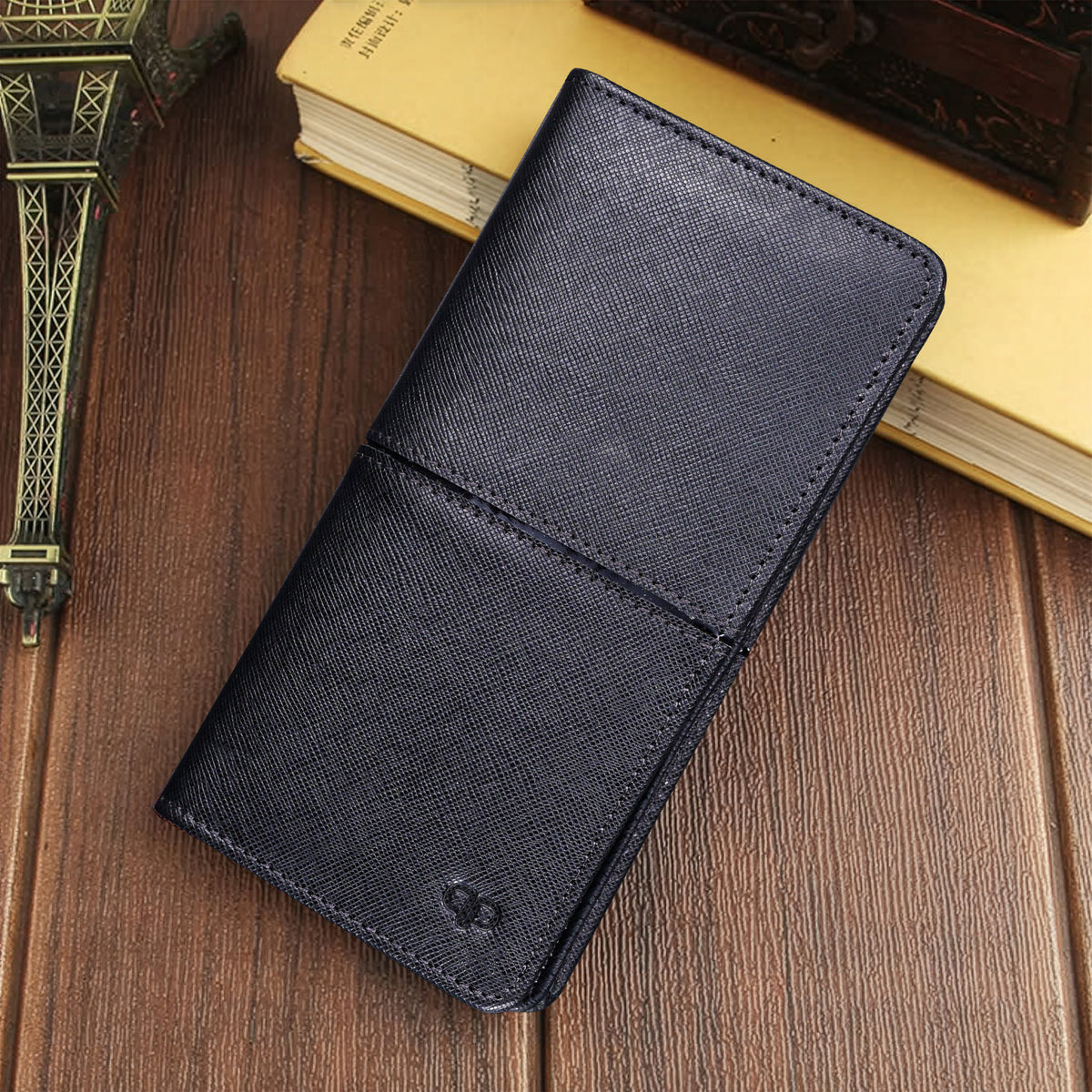 Men Leather Black Long Wallet SF 97
