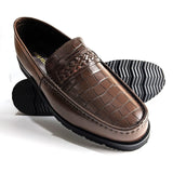 Men Formal High Sole Elegant Brown Croc Pure Leather Shoe  JAV02