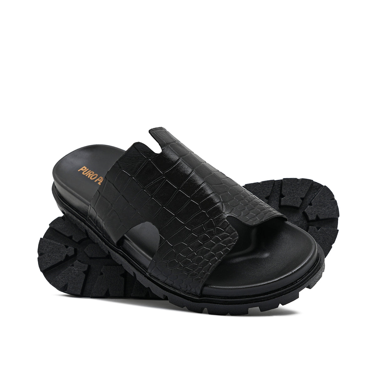 Black Croc Slipper SA156