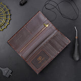 Men Leather Brown Long Wallet Q9