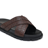 Brown Croc Slipper SA163