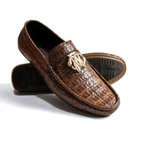 Men Premium Brown Croc Loafer SJD  0S6