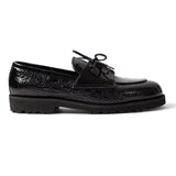Men Formal High Sole Black Pure Patent Laced Leather Shoe 00X