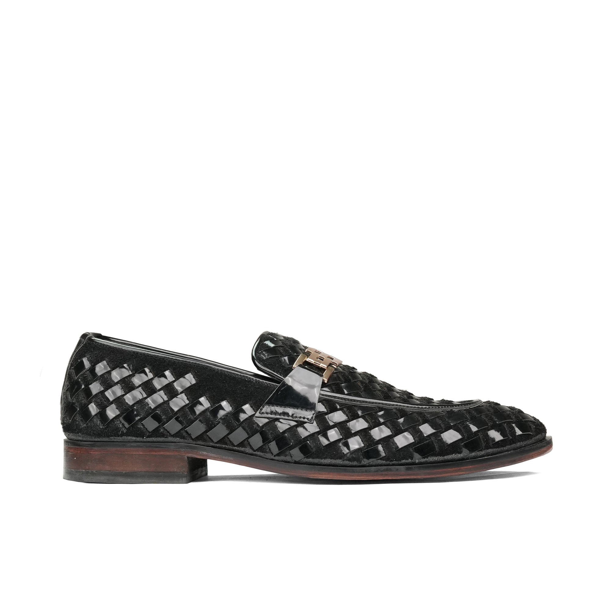 Black Woven Leather Shoe PR01