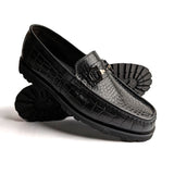 Black Croc Leather Shoe PJ01