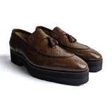 Men Formal Handmade Premium HIgh Sole Brown Tassle Shoe