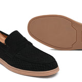 Black Suede Perforated Shoe LU30