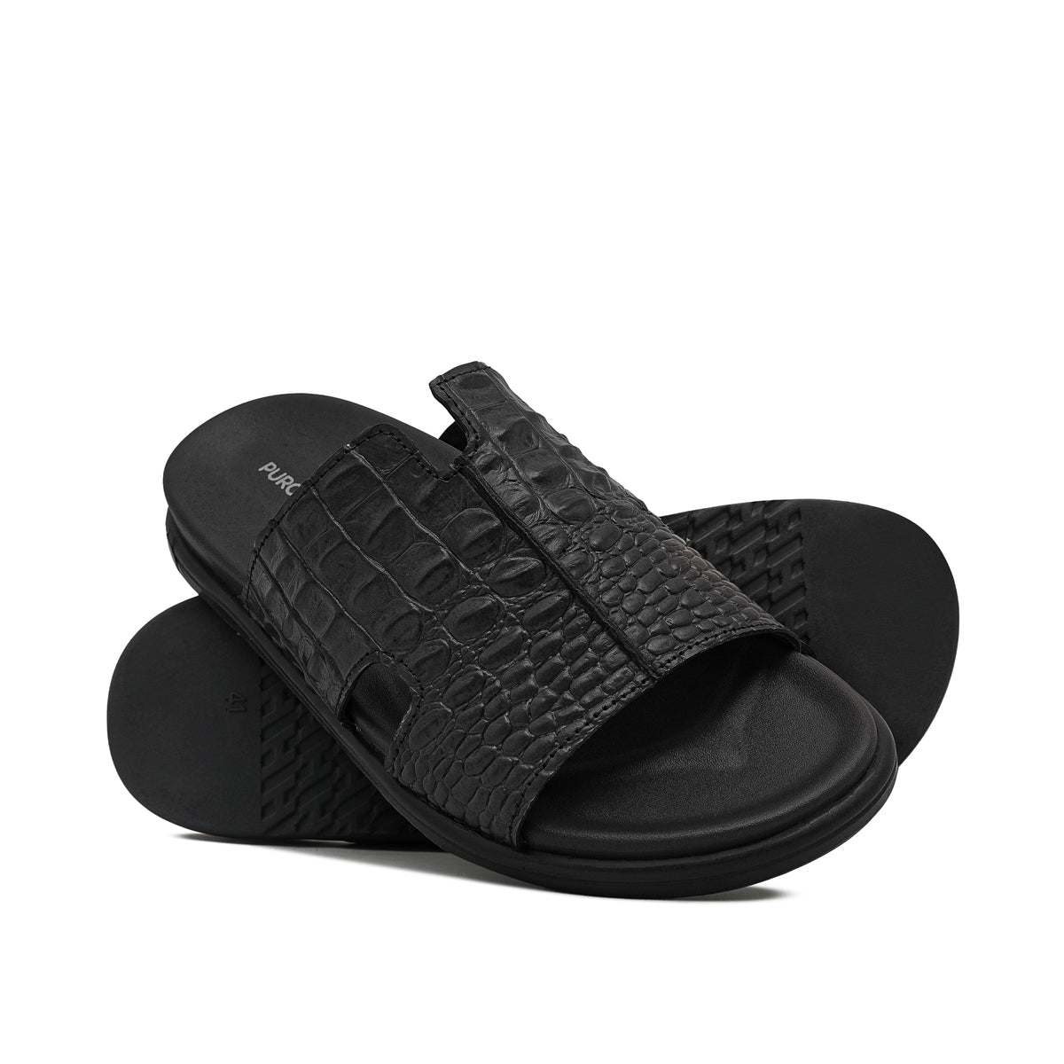 Black Croc Slipper SU04