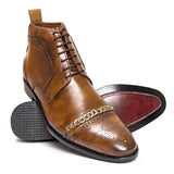 Men Formal Premium High Ankle Brown Tan Pure Leather Oxford Shoe 001