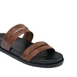 Brown double belt Slipper SA126