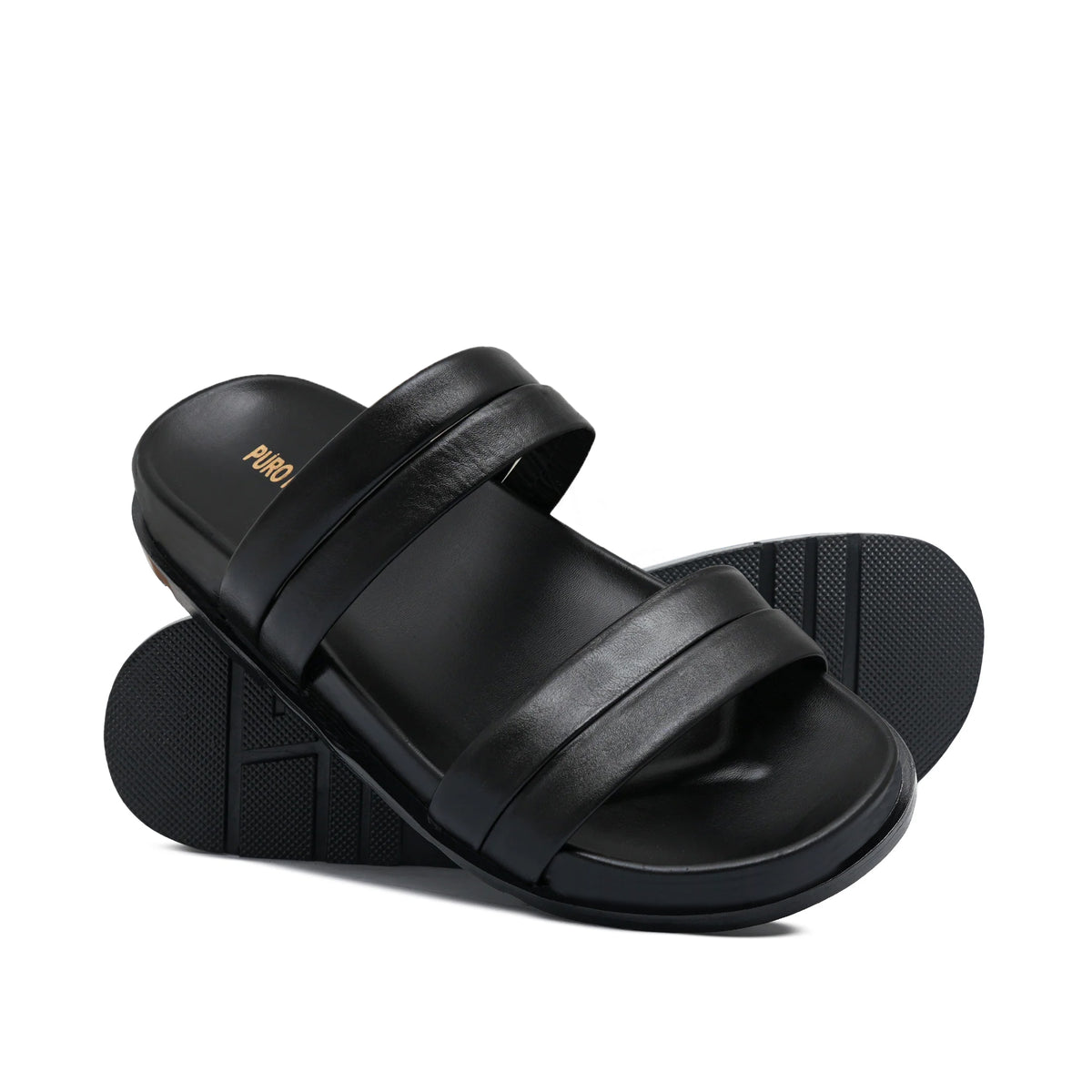 Black double belt Slipper SA125
