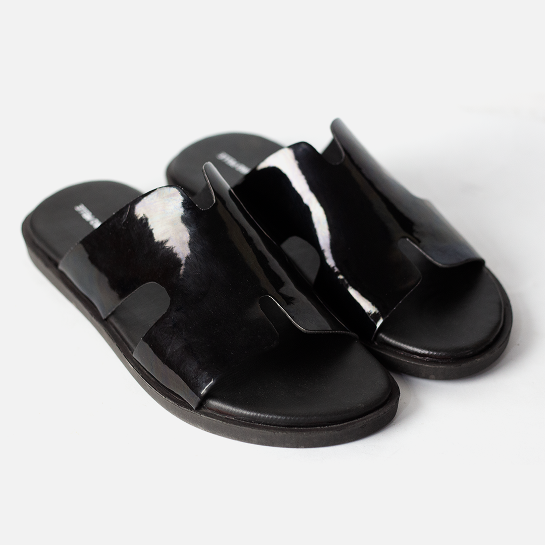 Men Black Patent Slippers 00214