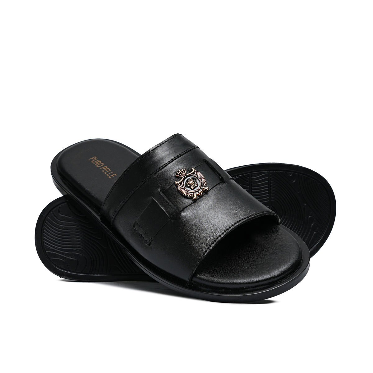 Black Leather Slipper GT33