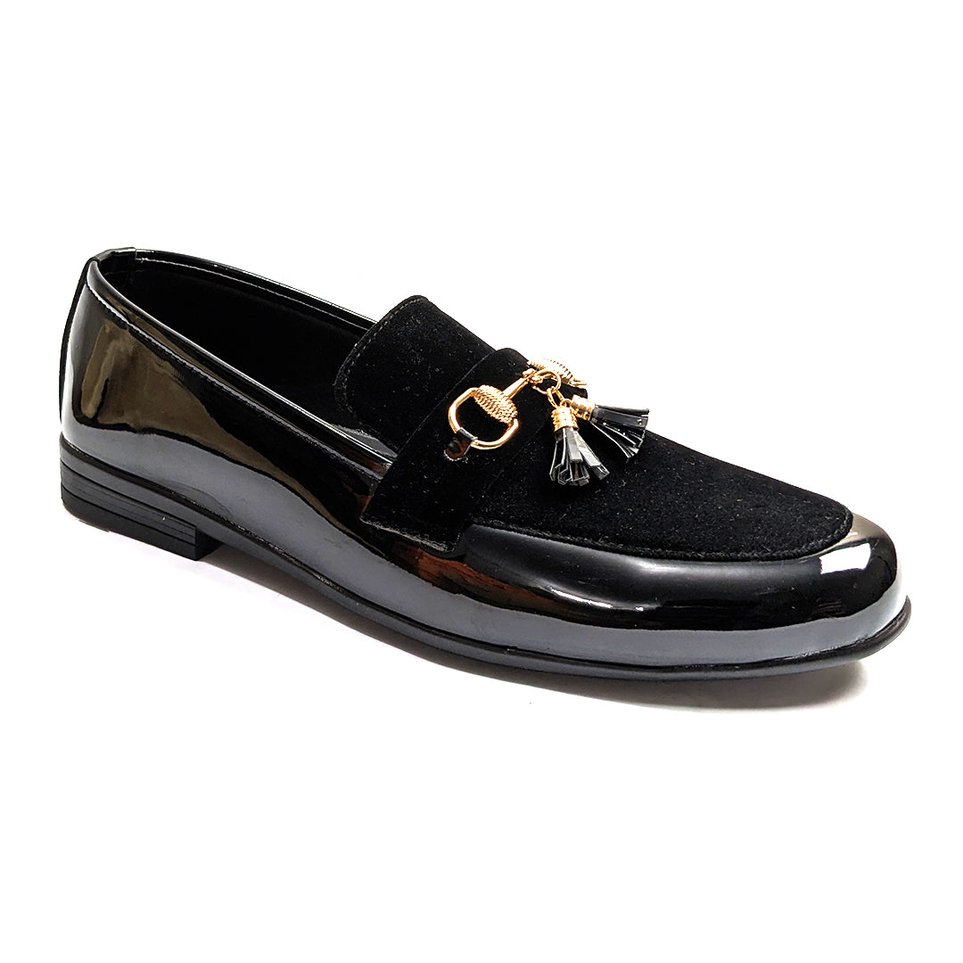 Black Suede & Patent Tassle Shoe FJ06