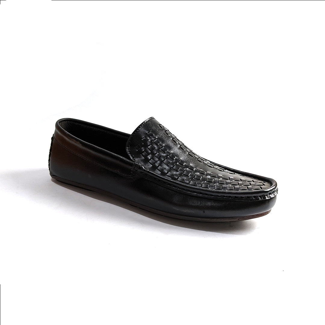 Men Black Premium Woven Loafer SJD  0S7