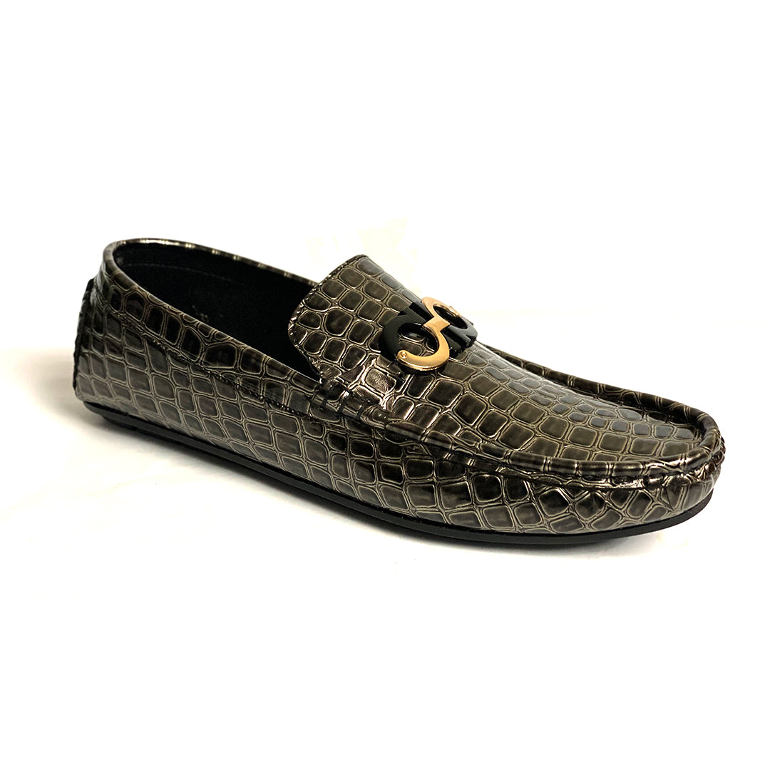 Men Patent Croc Grey Loafer SJD