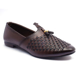 Men Formal Synthetic Leather Brown Woven Cut Shoe X2