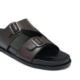 Brown Double Buckle Slipper SA104