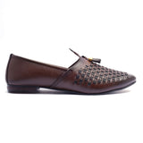 Men Formal Synthetic Leather Brown Woven Cut Shoe X2