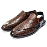 Men Formal Brown Croc Peshawari Chappal 003